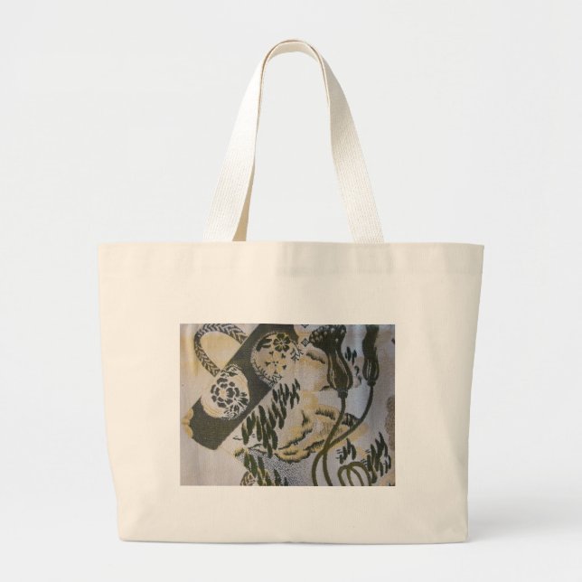 Grand Tote Bag Conception japonaise de Sash de tissu (Devant)