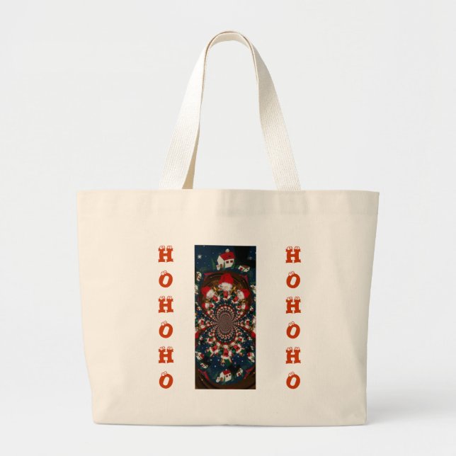Grand Tote Bag Conception Kaleidoscope Père Noël spéciale (Devant)