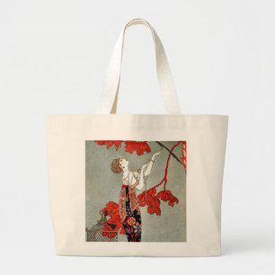 Grand Tote Bag Conception rouge de Madame art déco