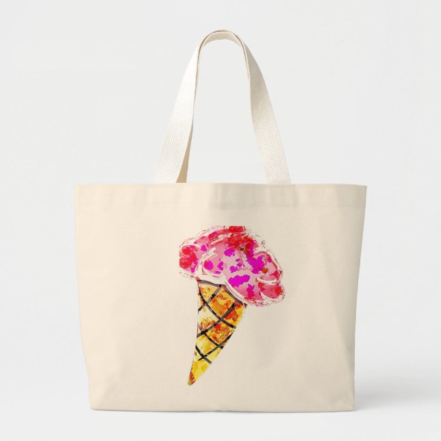 Grand Tote Bag Cône de crème glacée (Devant)