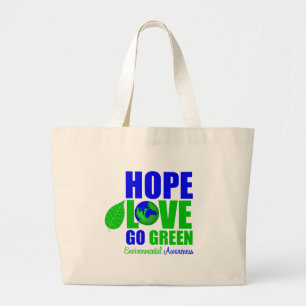 Grand Tote Bag Conscience de la terre de devenez écolo d'amour