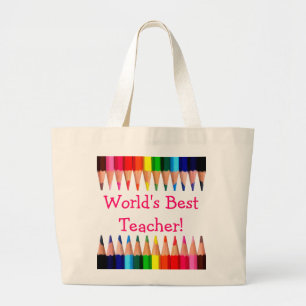Grand Tote Bag Conseils de crayon du meilleur enseignant du monde