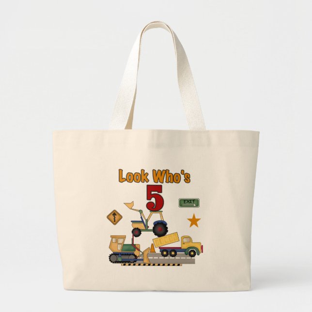 Grand Tote Bag Construction 5e Anniversaire Tshirts et cadeaux (Devant)