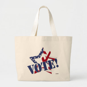 Grand Tote Bag Contrôle Rouge Bleu VOTE avec Étoile du Drapeau am