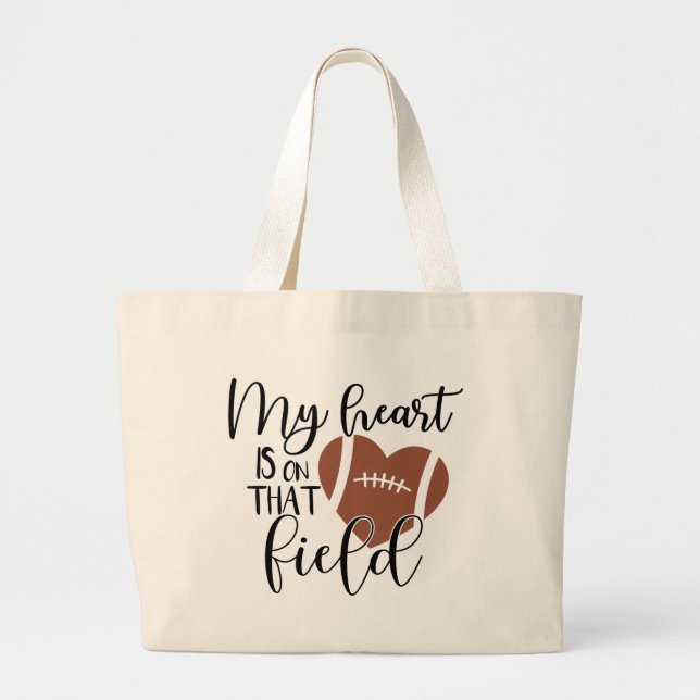 Grand Tote Bag cool Football sport Maman champ de coeur (Devant)