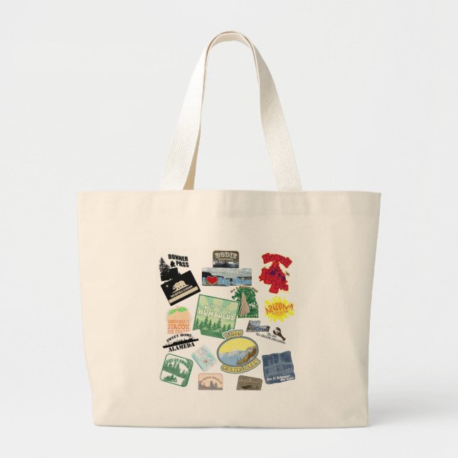 Grand Tote Bag Cool Travel Collage Artsy Tourist Design (Devant)