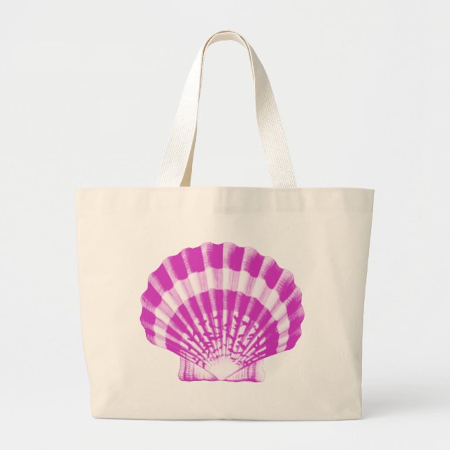 Grand Tote Bag Coquillage - orchidée et blanc (Devant)