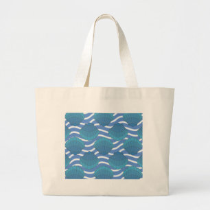 Grand Tote Bag Coquillage vintage Et Motif Vagues
