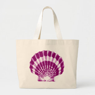 Grand Tote Bag Coquillage - violet et blanc