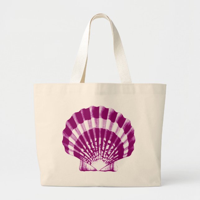 Grand Tote Bag Coquillage - violet et blanc (Devant)
