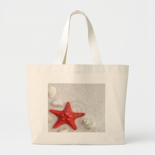 Grand Tote Bag coquillages et étoiles de mer (Devant)