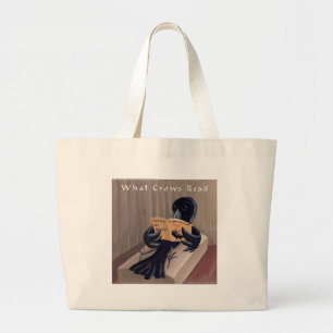 Grand Tote Bag Corbeau lisant le corbeau drôle