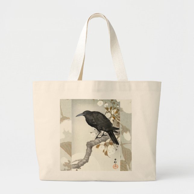 Grand Tote Bag Corbeau Raven Koson Oiseau japonais (Devant)