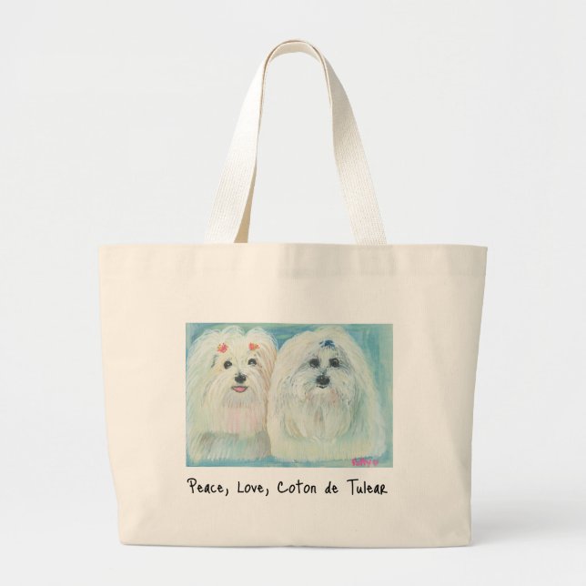 Grand Tote Bag Coton de Tulear Fourre-tout (Devant)