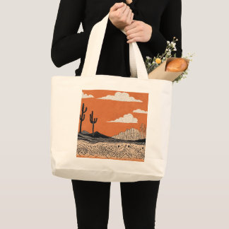 Grand Tote Bag coucher de soleil sur le désert