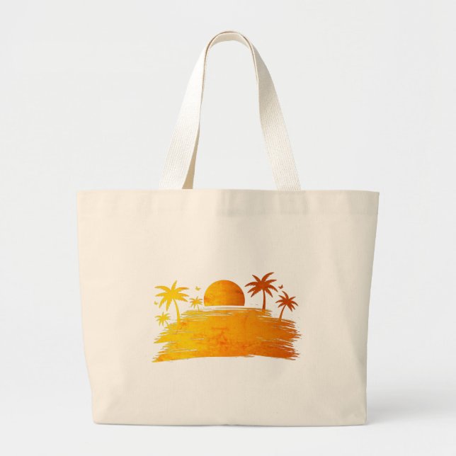 Grand Tote Bag Coucher de soleil tropical (Devant)