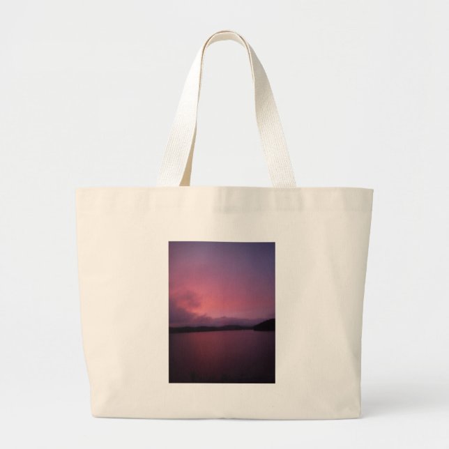 Grand Tote Bag Coucher de soleil violet sur le lac Arrowhead (Devant)