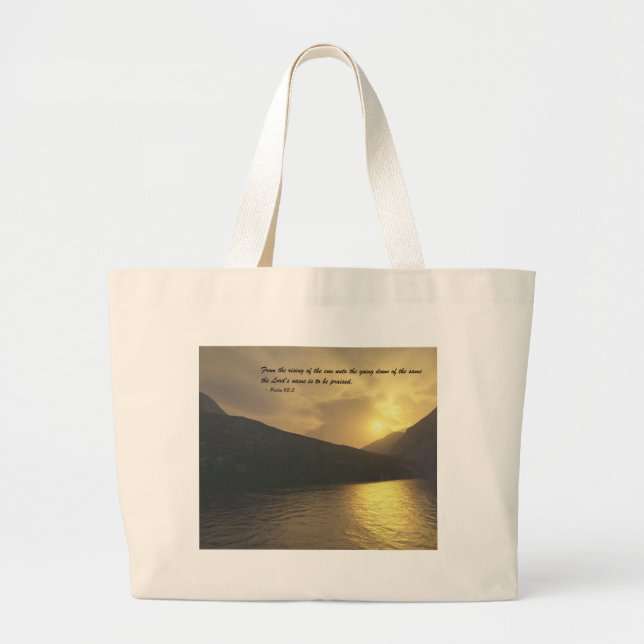 Grand Tote Bag Coucher du soleil avec le vers (Devant)