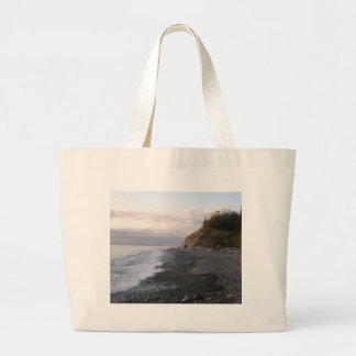 Grand Tote Bag Coucher du soleil d'île de Whidbey