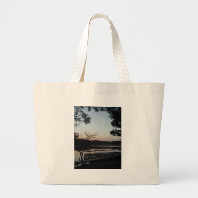 Grand Tote Bag Coucher le soleil, lever la lune sur le lac Arrowh (Devant)