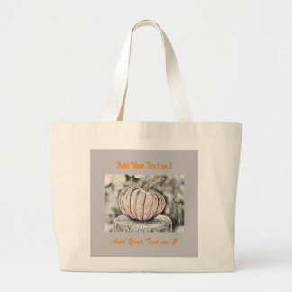 Grand Tote Bag Couleurs de chute vintage citrouilles de chute aqu