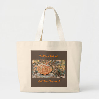 Grand Tote Bag Couleurs de chute vintage citrouilles de chute aqu