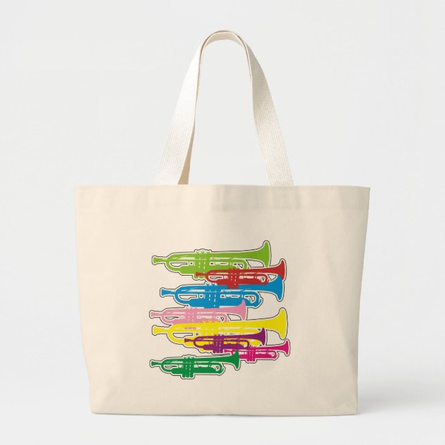 Grand Tote Bag Couleurs de trompettes (Devant)