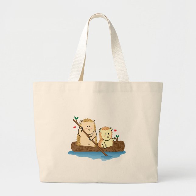 Grand Tote Bag Couple de hérissons mignons faisant de la rame sur (Devant)