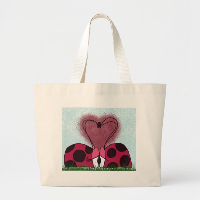 Grand Tote Bag Couple de Ladybug mignon (Devant)