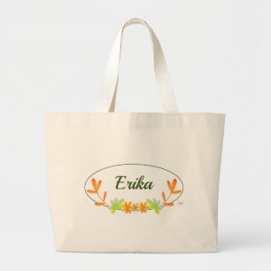 Grand Tote Bag Couronne florale de feuilles d'automne orange