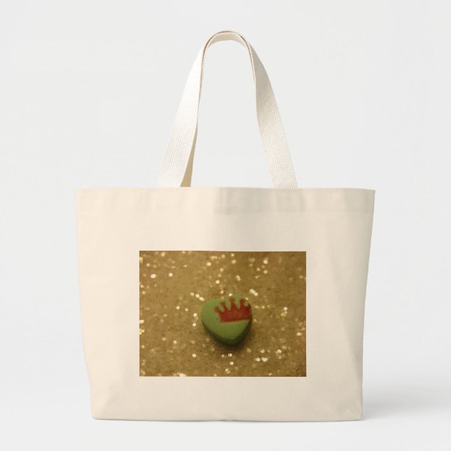 Grand Tote Bag Couronne sur Coeur bonbon (Devant)