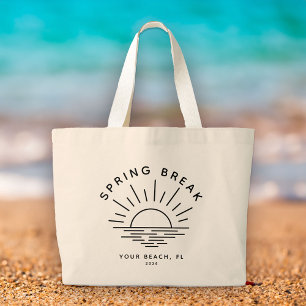 Grand Tote Bag Coutume Printemps Pause Été Voyage de petite amie