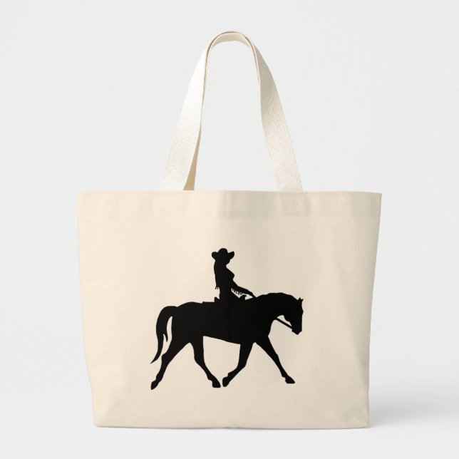 Grand Tote Bag Cow-girl montant son cheval (Devant)
