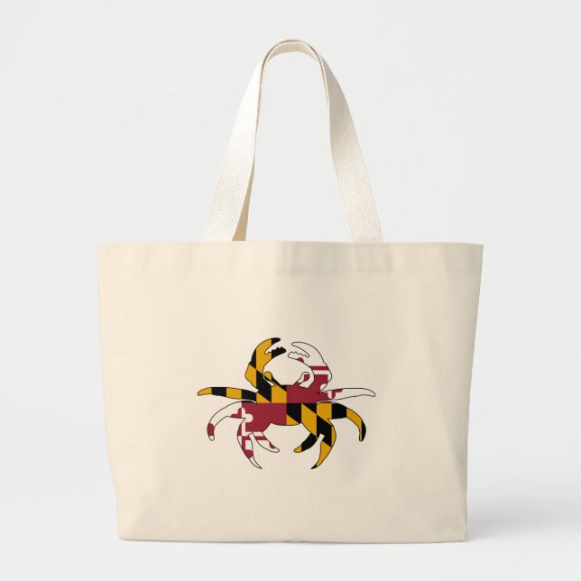 Grand Tote Bag Crabe de drapeau du Maryland (Devant)