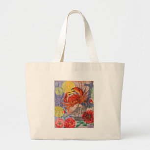 Grand Tote Bag Crabe Plage Nautique Art de la mer