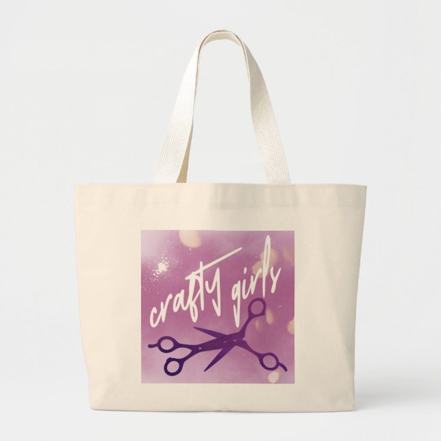 Grand Tote Bag Crafty Girls, Subtle Sapphic, Lavender Scissors  (Devant)