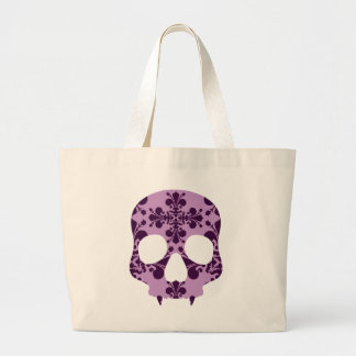 Grand Tote Bag Crâne croquant pourpre damassé