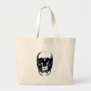 Grand Tote Bag Crâne d'art pop noir et blanc