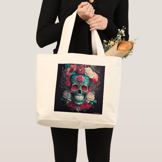 Grand Tote Bag Crâne de Catrina Fourre-tout artistique (Devant (produit))