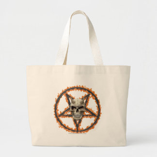 Grand Tote Bag Crâne de démon et pentagone étoilé brûlant