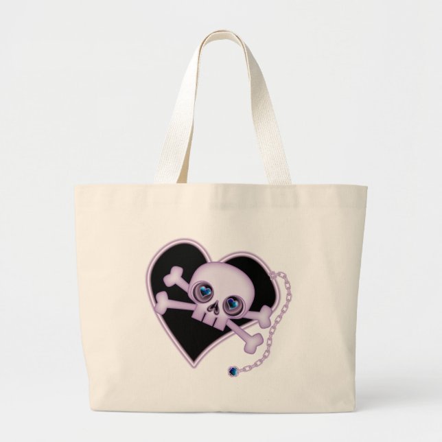 Grand Tote Bag Crâne de néon pourpre (Devant)