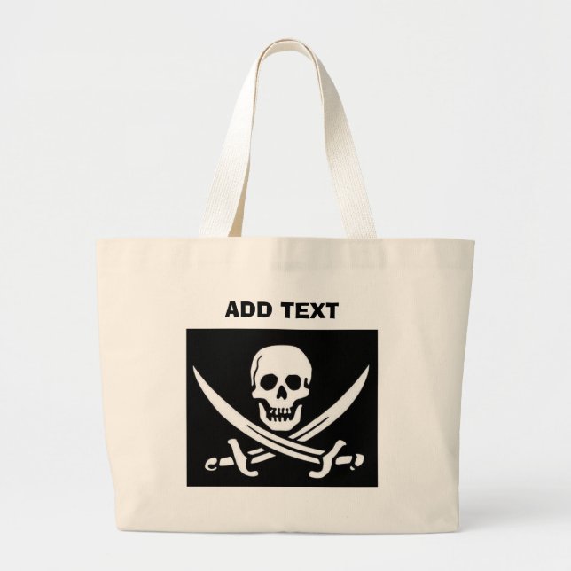 Grand Tote Bag Crâne de pirate et épées (Devant)