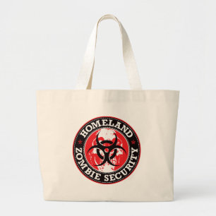 Grand Tote Bag Crâne de sécurité de zombi de patrie - rouge