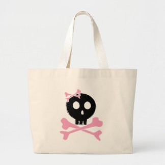 Grand Tote Bag Crâne esquissé de sucrerie dans le noir
