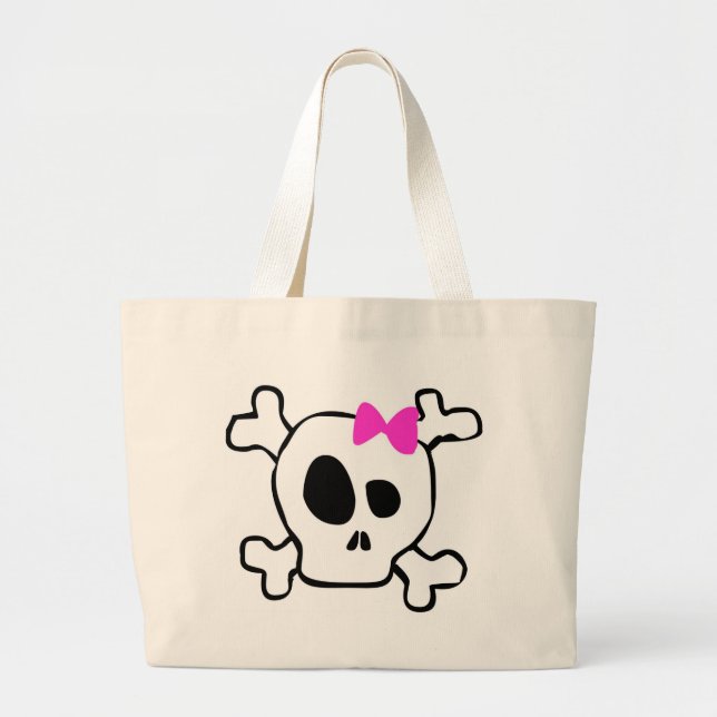Grand Tote Bag Crâne Girly (Devant)