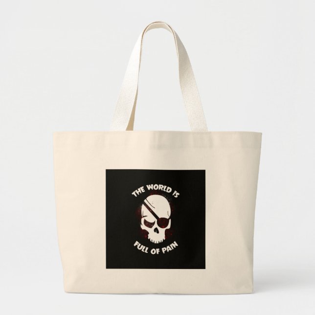Grand Tote Bag Crâne Halloween noir foncé (Devant)