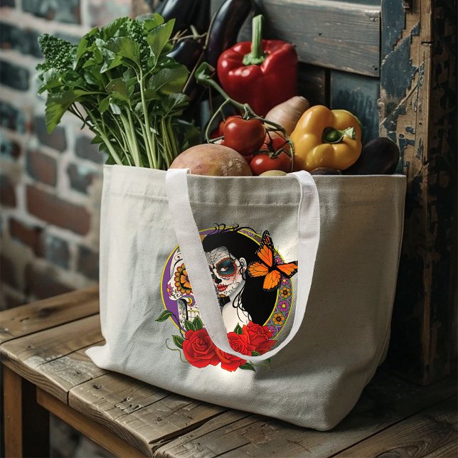 Grand Tote Bag Crânes à sucre Art Nouveau (Créateur téléchargé)