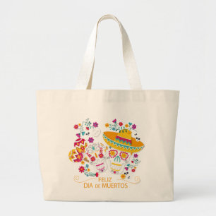 Grand Tote Bag Crânes et fleurs à sucre du Parti