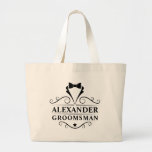 Grand Tote Bag Cravate noire Groomsman<br><div class="desc">Mariage Groomsman Cravate noire Grand Sac fourre-tout ou Favoriser Sac cadeau</div>