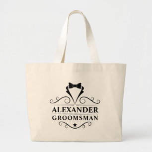 Grand Tote Bag Cravate noire Groomsman